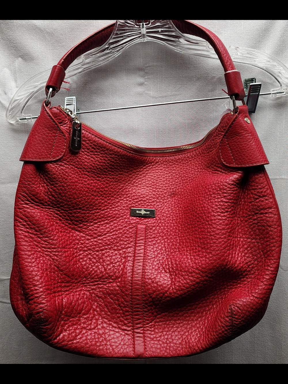 Cole Haan Red Pebbled Leather Hobo Bag